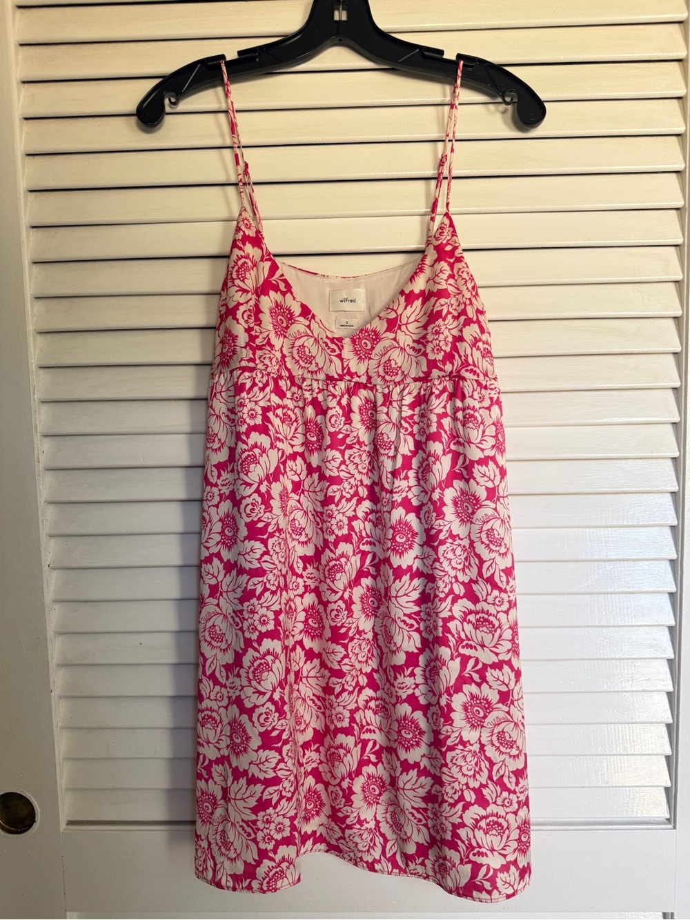 Wilfred Hot Pink and White Floral Slip Mini Dress